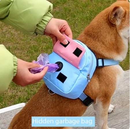 Leash integrated dog hiking backpack